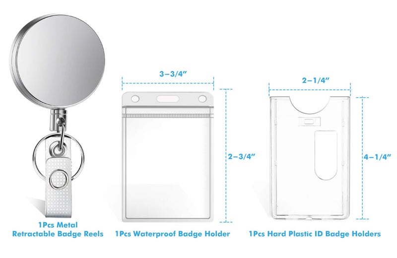 Selizo Retractable Badge Holder with Keychain Ring Clip Metal Badge Reel with Plastic ID Holder and Heavy Duty Name Card Holder for ID Card Key Card Carabiner Work Badge - Image 3